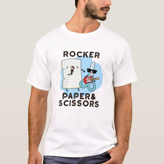 Rocker Paper en Scissors Funny Game Pun T-shirt (Voorkant)