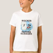Rocker Paper en Scissors Funny Game Pun T-shirt (Voorkant)