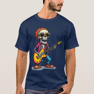 Rocker Punk Grappig Skelet rockgitaar T-shirt