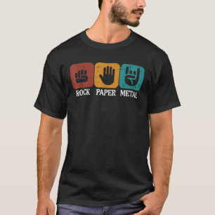 Rocker Rock Paper Metal Funny Music Meme Mannen Bo T-shirt