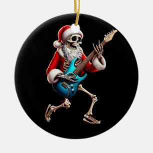 Rocker Santa Skelet Gitaar Horror Christmas Rock Keramisch Ornament