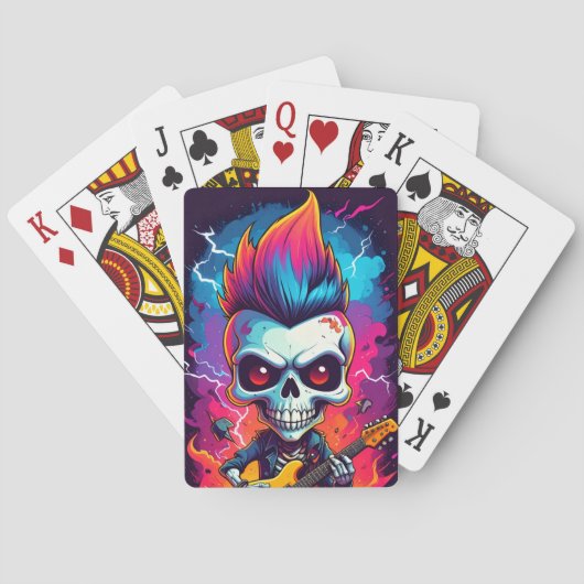 Rocker Schedel met Mohawk Klassieke Speelkaarten (Achterkant)