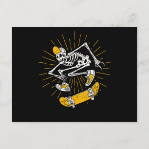Rocker Skater Skeleton Cap Cool Halloween Punk Briefkaart