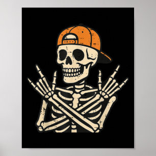 Rocker Skater Skeleton Cool Halloween kostuum Mann Poster
