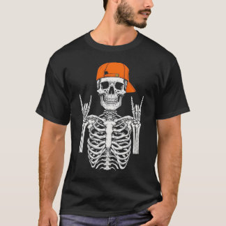 Rocker Skelet Hand 'Rock On' T-Shirt - Leuk Hallow