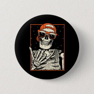 Rocker Skelet Hand Rock op kostuum Fun Halloween Ronde Button 5,7 Cm