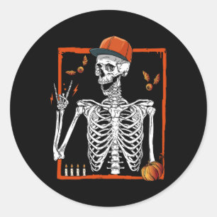 Rocker Skelet Hand Rock op kostuum Fun Halloween Ronde Sticker