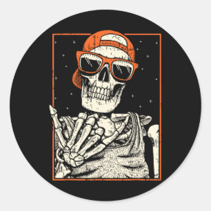 Rocker Skelet Hand Rock op kostuum Fun Halloween Ronde Sticker