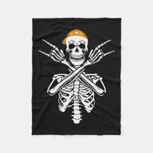 Rocker Skelet Kap Skater Halloween Hand Rock Manne Fleece Deken