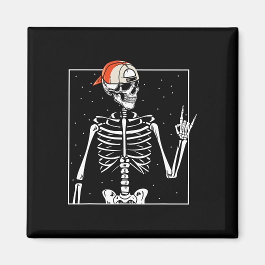 Rocker Skelet Pet Skater Cool Halloween Punk Magneet (Voorkant)