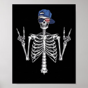 Rocker Skelet Pet Skater Cool Halloween Punk Roc Poster