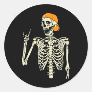 Rocker Skelet Pet Skater Cool Halloween Punk Roc Ronde Sticker