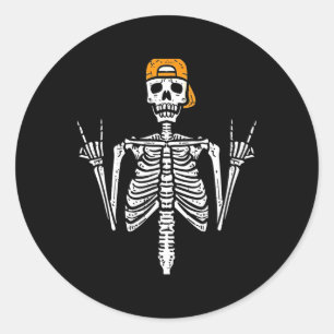 Rocker Skelet Pet Skater Cool Halloween Punk Roc Ronde Sticker