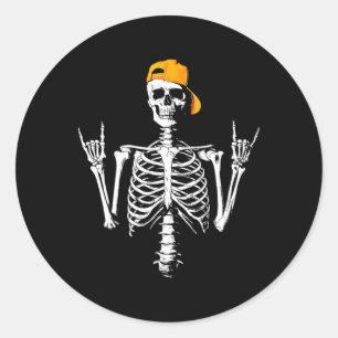 Rocker Skelet Pet Skater Cool Halloween Punk Roc Ronde Sticker