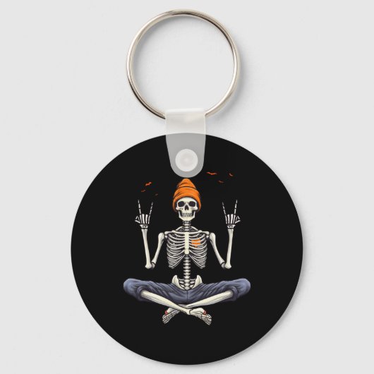 Rocker Skelet Pet Skater Cool Halloween Punk Roc Sleutelhanger (Voorkant)
