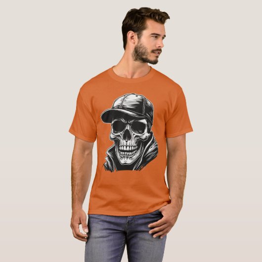 Rocker Skeleton Cap Skater Cool Halloween Punk Roc T-shirt (Voorkant volledig)