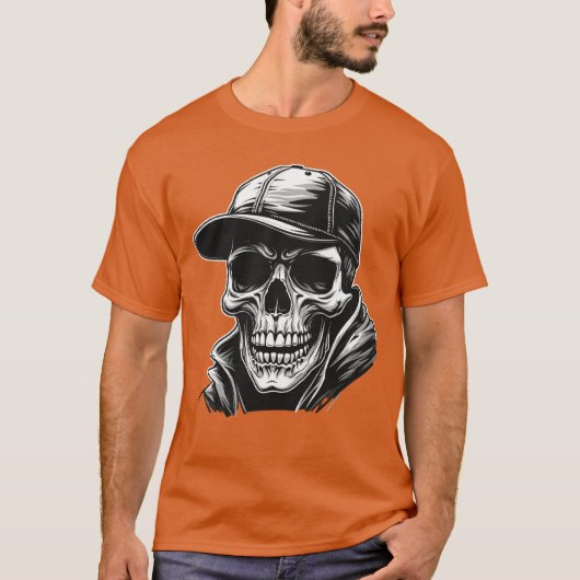 Rocker Skeleton Cap Skater Cool Halloween Punk Roc T-shirt (Voorkant)