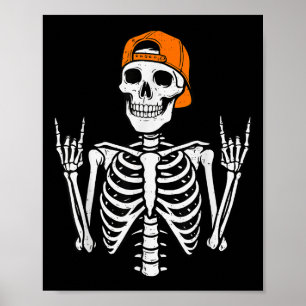 Rocker Skeleton Halloween Rock Kostuum Pet Skater Poster