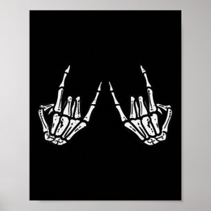 Rocker Skeleton Hand Rock on Costume Funny Halowe Poster