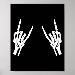 Rocker Skeleton Hand Rock on Costume Funny Halowe Poster