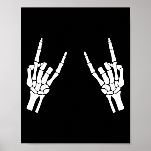 Rocker Skeleton Hand Rock on Costume Funny Halowe Poster (Voorkant)