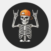 Rocker Skeleton Hand Rock on Costume Funny Halowe Ronde Sticker (Voorkant)