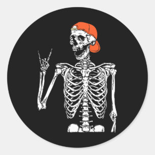 Rocker Skeleton Hand Rock on Costume Funny Halowe Ronde Sticker