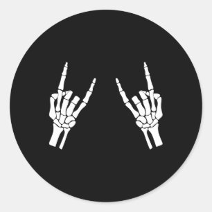Rocker Skeleton Hand Rock on Costume Funny Halowe Ronde Sticker