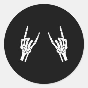 Rocker Skeleton Hand Rock on Costume Funny Halowe Ronde Sticker