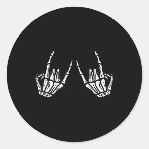 Rocker Skeleton Hand Rock on Costume Funny Halowe Ronde Sticker