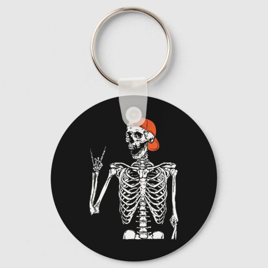 Rocker Skeleton Hand Rock on Costume Funny Halowe Sleutelhanger (Voorkant)