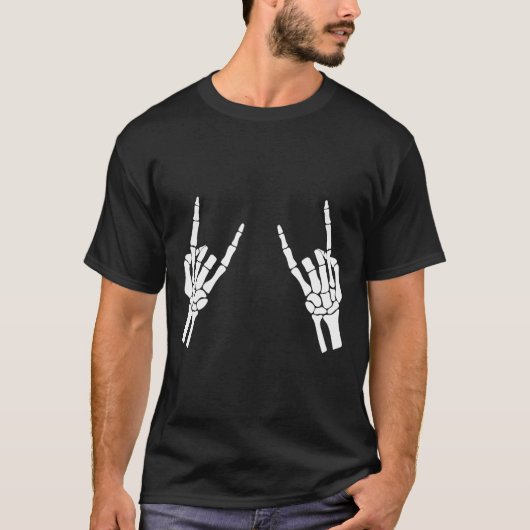 Rocker Skeleton Hand Rock on Costume Funny Halowe T-shirt (Voorkant)