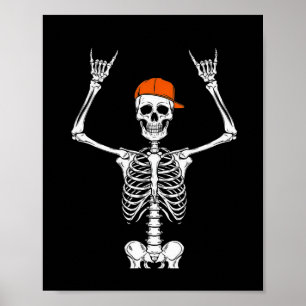 Rocker Skeleton Mutskool Skater Koel Halloween Pun Poster