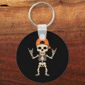 Rocker Skeleton Pet Halloween Punk Rock Mannen Boy Sleutelhanger (Voorkant)