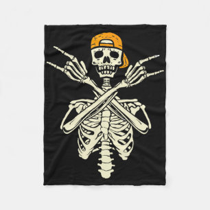 Rocker Skeleton Pet Skater Halloween Hand Rock Gir Fleece Deken