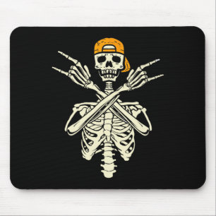 Rocker Skeleton Pet Skater Halloween Hand Rock Gir Muismat