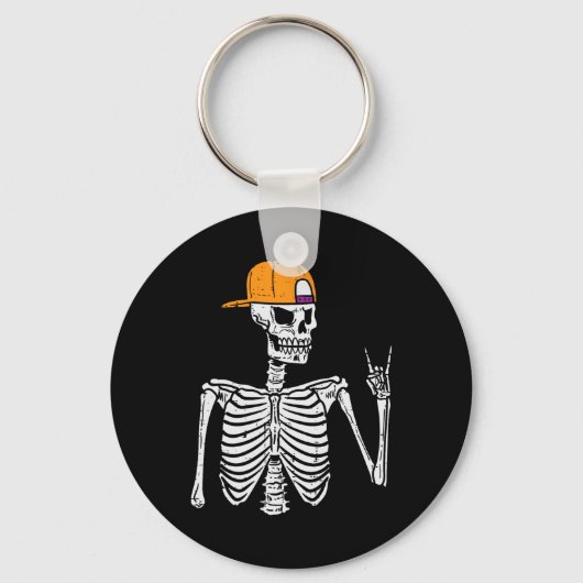 Rocker Skeleton Rock Hand Sign Halloween Costume M Sleutelhanger (Voorkant)