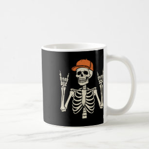 Rocker Skeleton Rock op de hand Halloween Skeleton Koffiemok