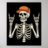 Rocker Skeleton Rock op de hand Halloween Skeleton Poster (Voorkant)