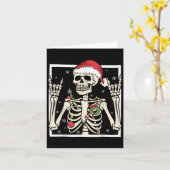 Rocker Skeleton Santa Hat Cool Christmas Punk Rock Kaart (Gele Bloem)