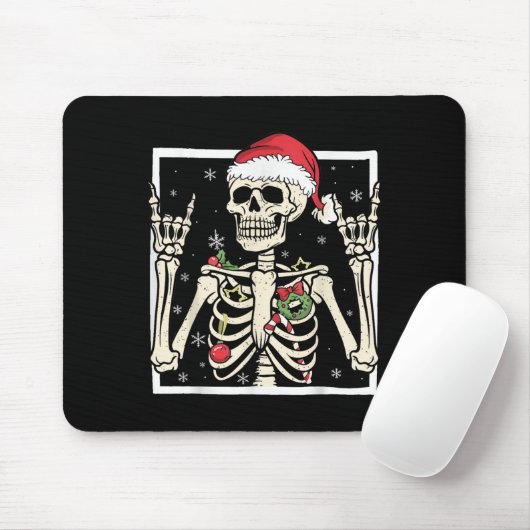 Rocker Skeleton Santa Hat Cool Christmas Punk Rock Muismat (Met muis)
