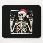 Rocker Skeleton Santa Hat Cool Christmas Punk Rock Muismat (Voorkant)