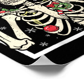 Rocker Skeleton Santa Hat Cool Christmas Punk Rock Poster (Hoek)