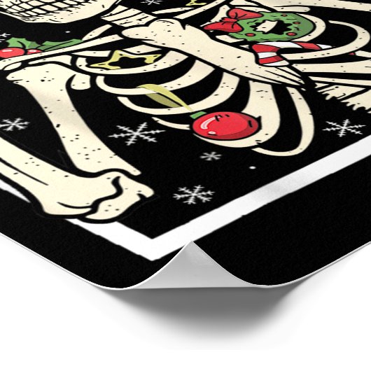 Rocker Skeleton Santa Hat Cool Christmas Punk Rock Poster (Hoek)