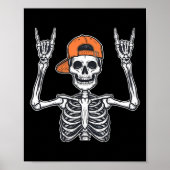 Rocker Skeleton Skater Pet Halloween Rock Mannen B Poster (Voorkant)
