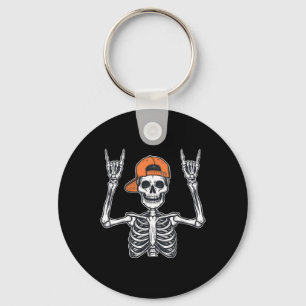 Rocker Skeleton Skater Pet Halloween Rock Mannen B Sleutelhanger