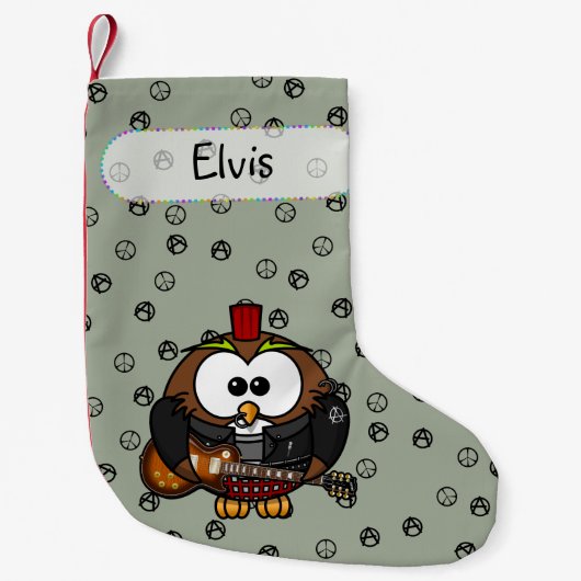 rocker uil kerst sok kleine kerstsok (Voorkant)