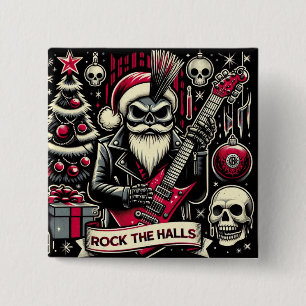 Rocker vader xmas vierkante button 5,1 cm