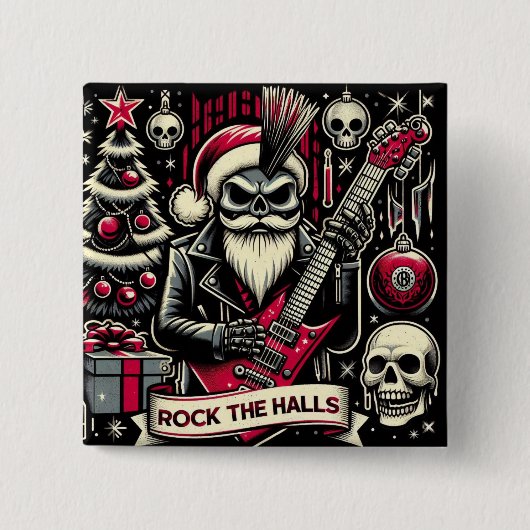 Rocker vader xmas vierkante button 5,1 cm (Voorkant)
