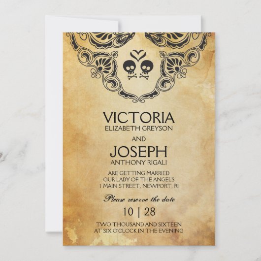 Rocker Wedding Invitation - Skull & Crossbones Kaart (Voorkant)